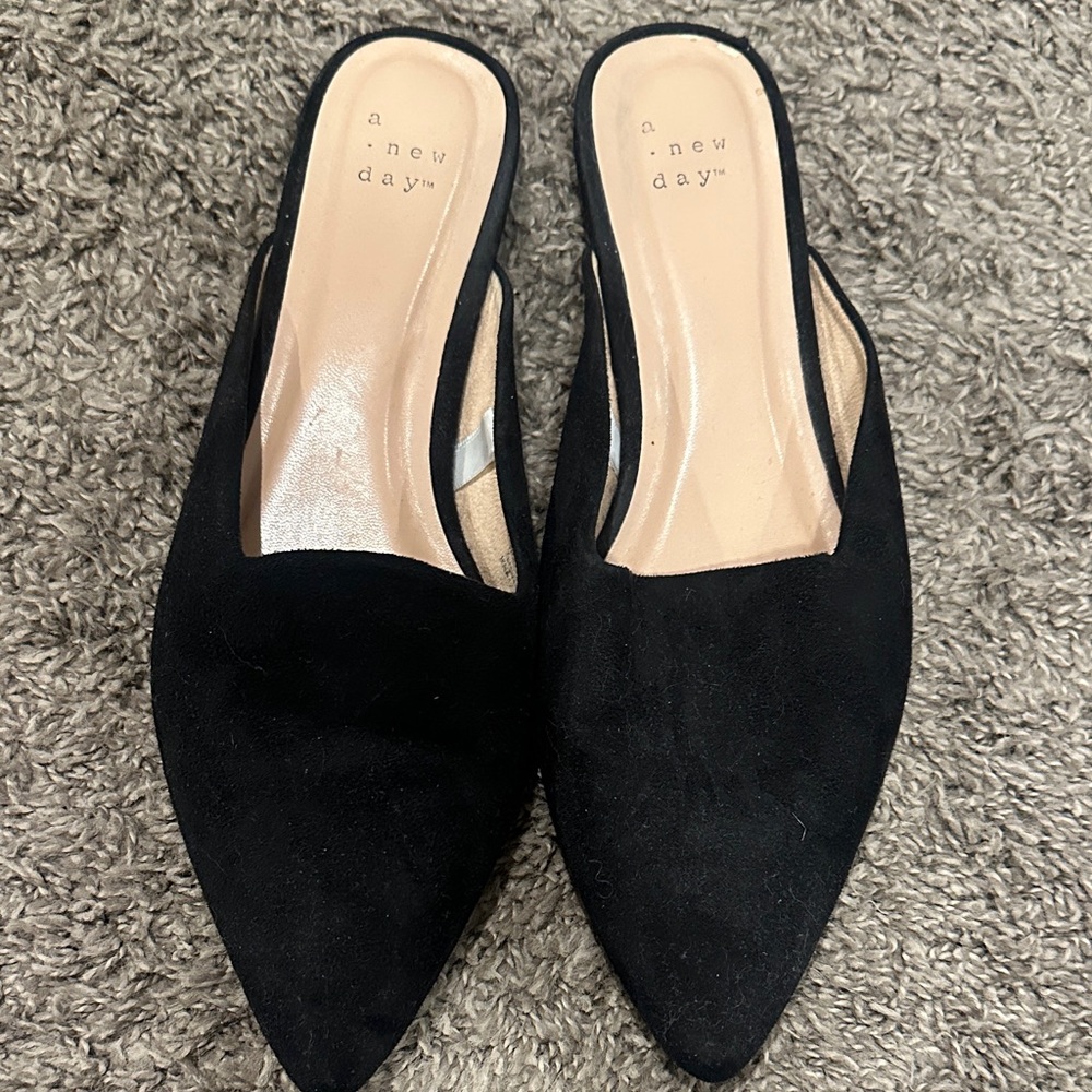 A New Day Black Suede Mules